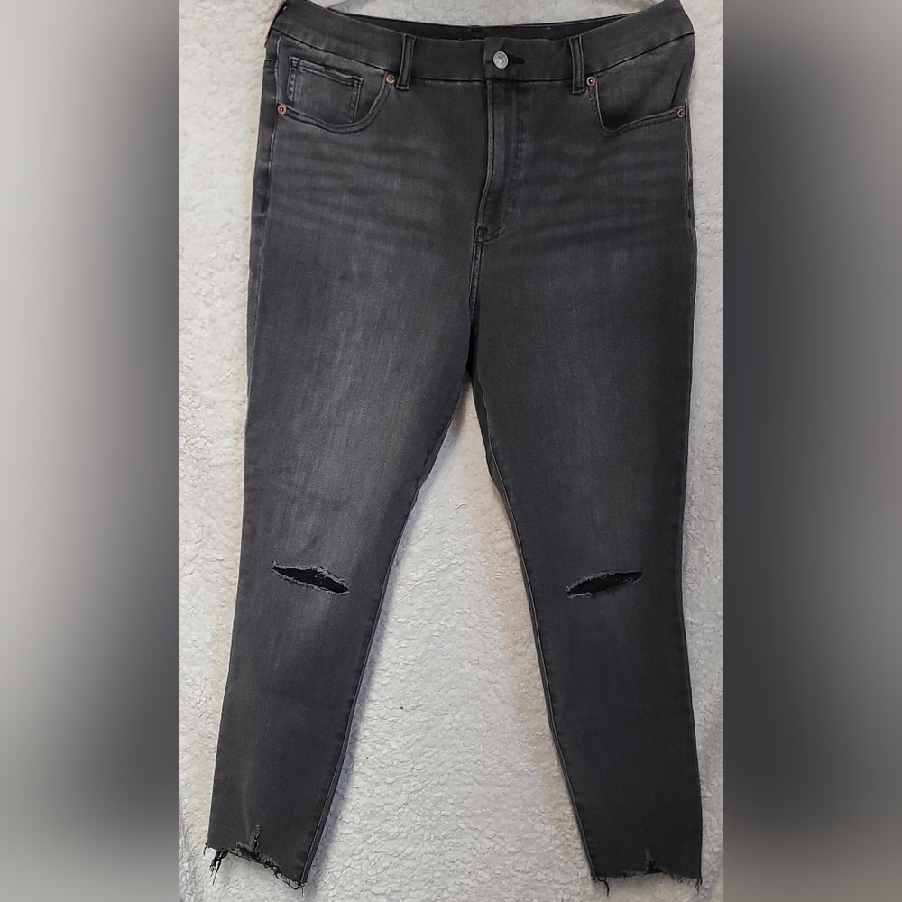 Express Charcoal Black Distressed Jeans Womens Size L